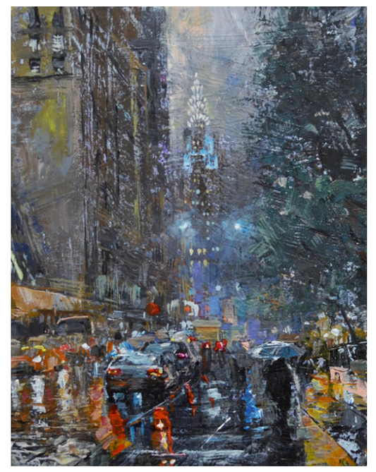 EQLE-C] Limited Edition ACEO Print - JAY JACK JUNG (1955) - Downtown New York City Cityscape Painting