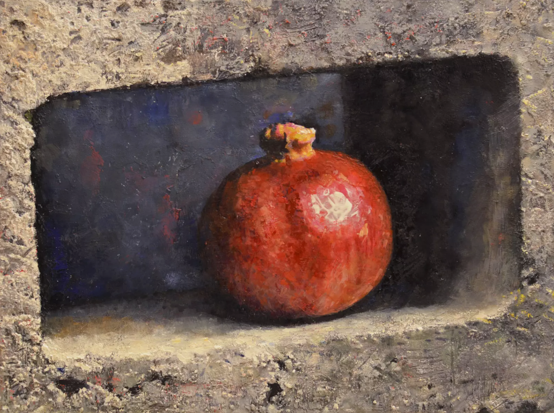 EQOP-T] JAY JACK JUNG (1955) - Original Painting - Realism Still Life Pomegranate