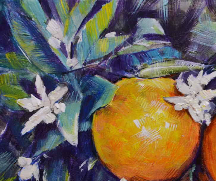 EQOP-T] JAY JACK JUNG (1955) - Original Painting - Still Life Fresh Fruit Oranges