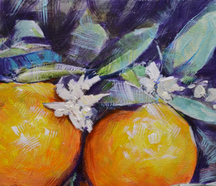 EQOP-T] JAY JACK JUNG (1955) - Original Painting - Still Life Fresh Fruit Oranges