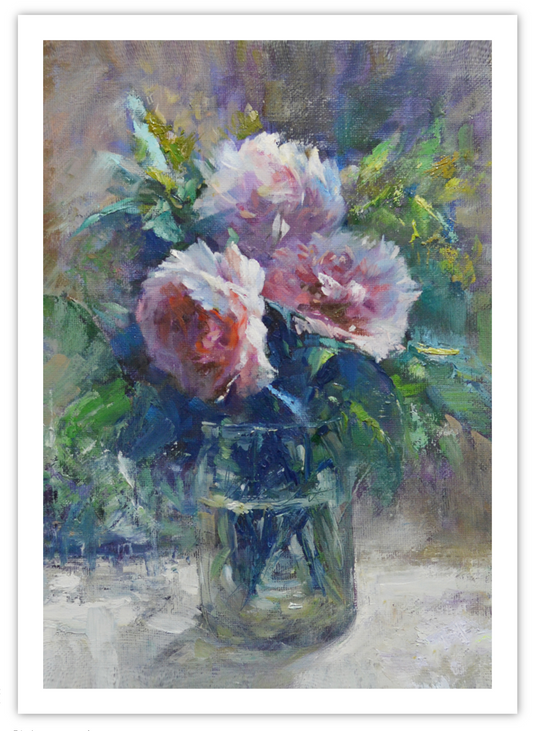 EQLE-R] Limited Edition Paper Print - JAY JACK JUNG (1955) - Impressionism Flowers in Vase Painting