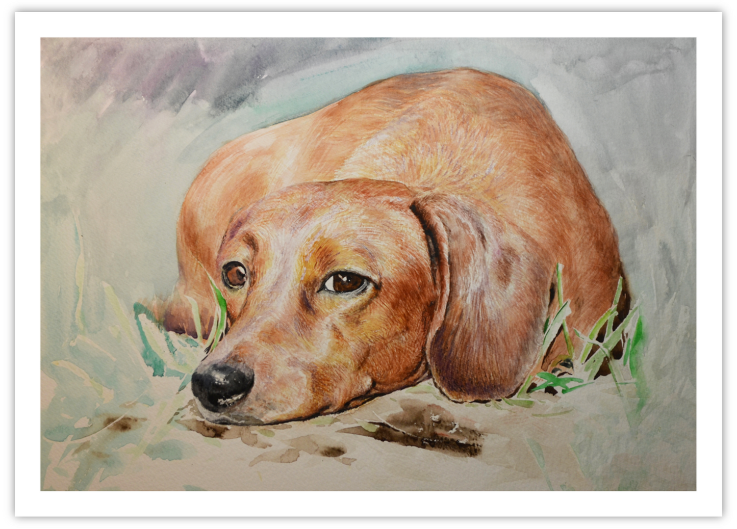 EQLE-P] Limited Edition Paper Print - EUN JUNG - Dachshund Dog Painting