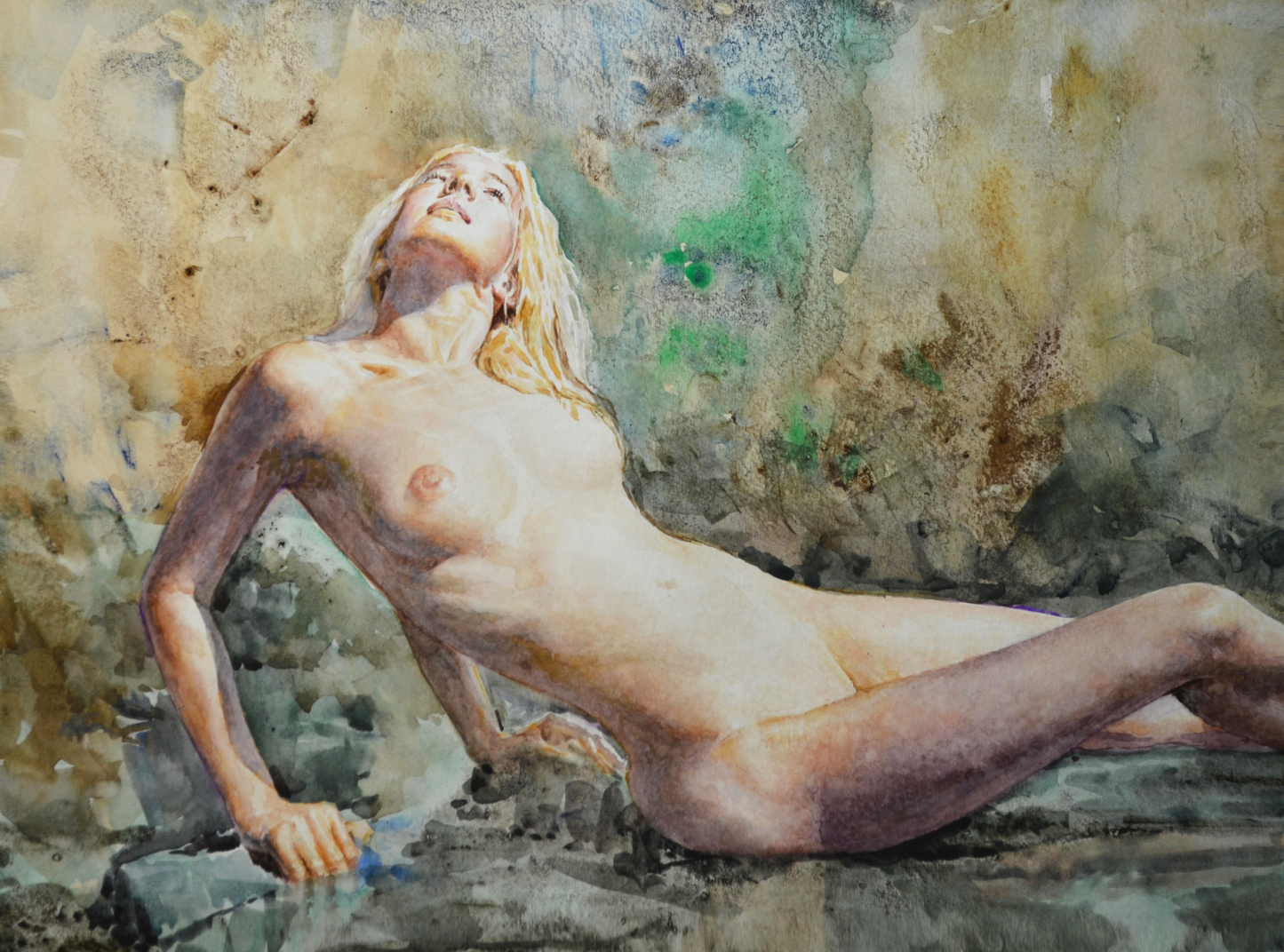 EQOP-N] JAE - Original Painting - Hyperrealism Nude Model Figure Watercolor Painting