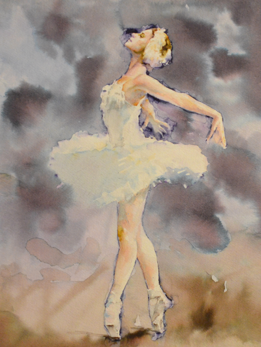 EQOP-B] EUN - Original Painting - Expressionism Ballerina Figure Watercolor Painting