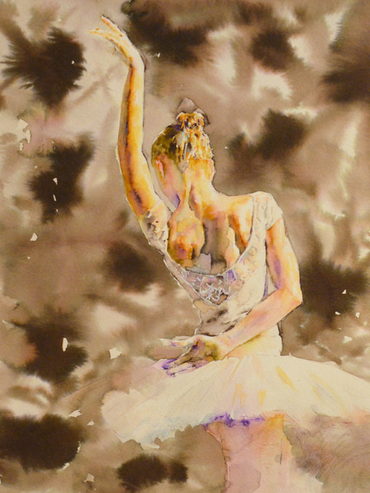 EQOP-B] EUN - Original Painting - Expressionism Ballerina Figure Watercolor Painting