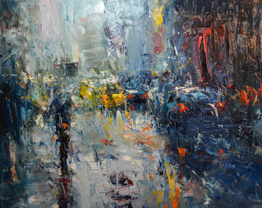 EQOP-C] JAY JACK JUNG (1955) - Original Painting - Abstract Expressionism New York City Cityscape Painting