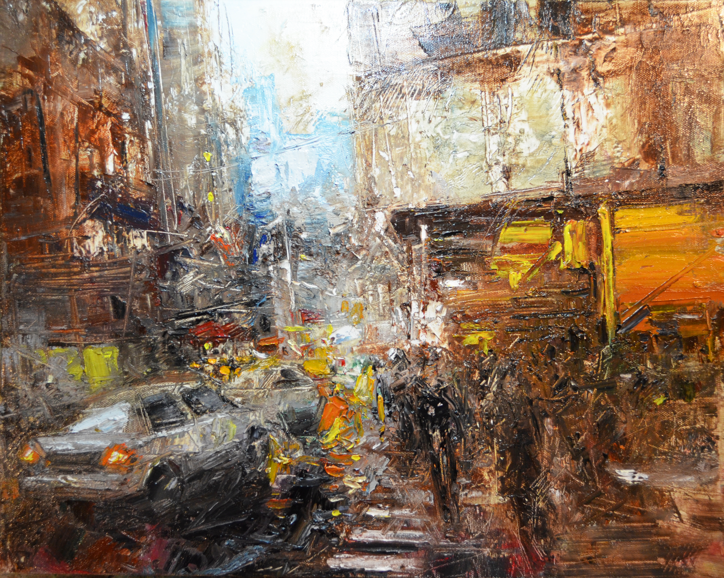 EQOP-C] JAY JACK JUNG (1955) - Original Painting - Abstract Expressionism New York City Cityscape Painting