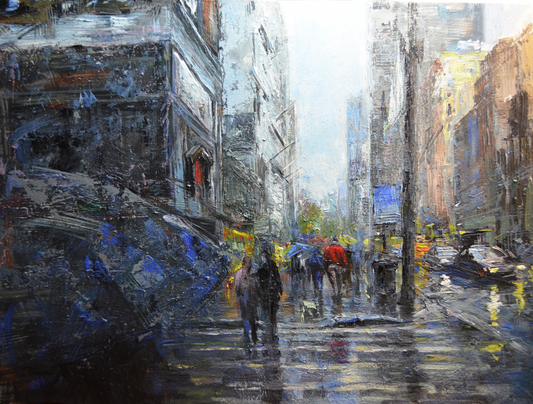 EQOP-C] JAY JACK JUNG (1955) - Original Painting - Impressionism New York City Cityscape Painting