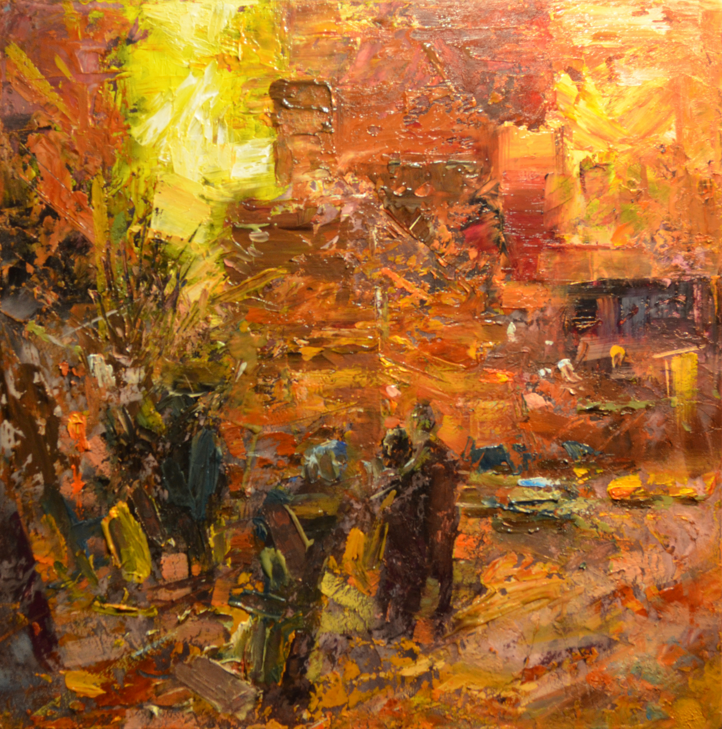 EQOP-C] JAY JACK JUNG (1955) - Original Painting - Abstract Expressionism Cityscape Painting