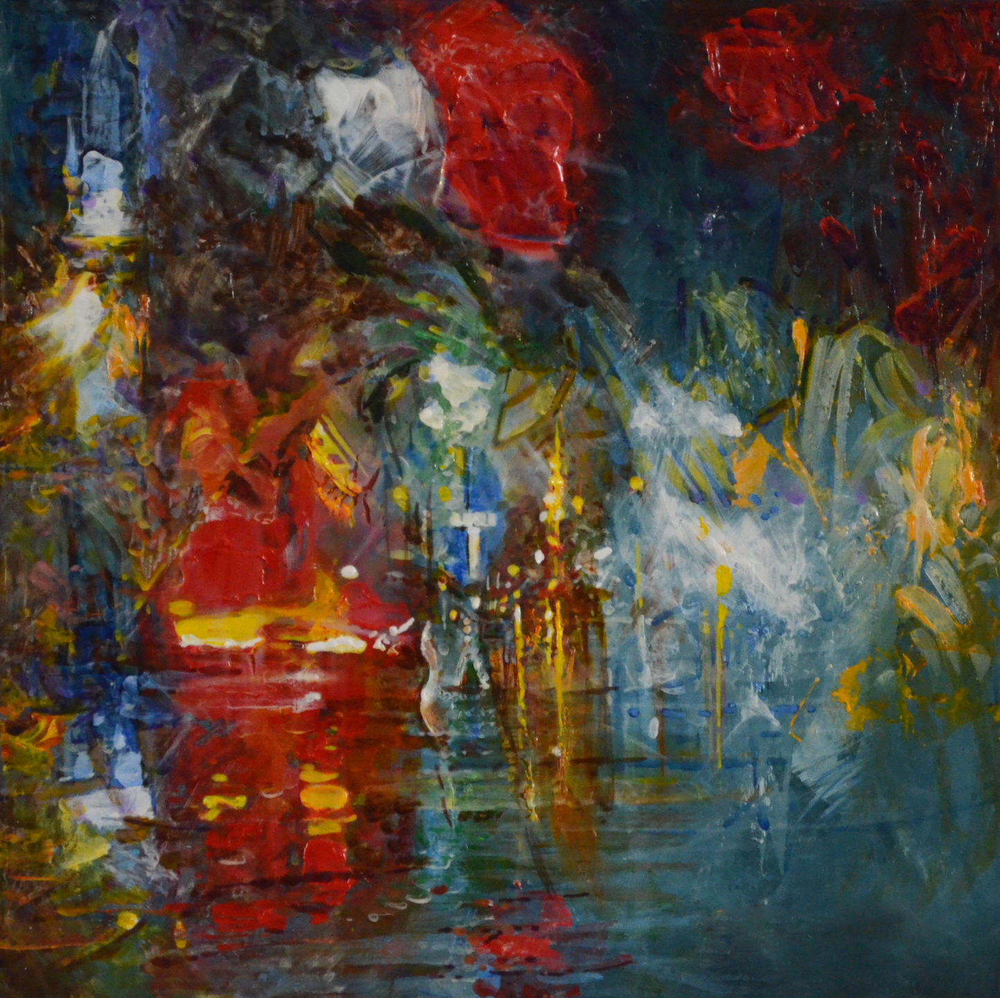 EQOP-C] JAY JACK JUNG (1955) - Original Painting - Abstract Expressionism New York Cityscape Painting