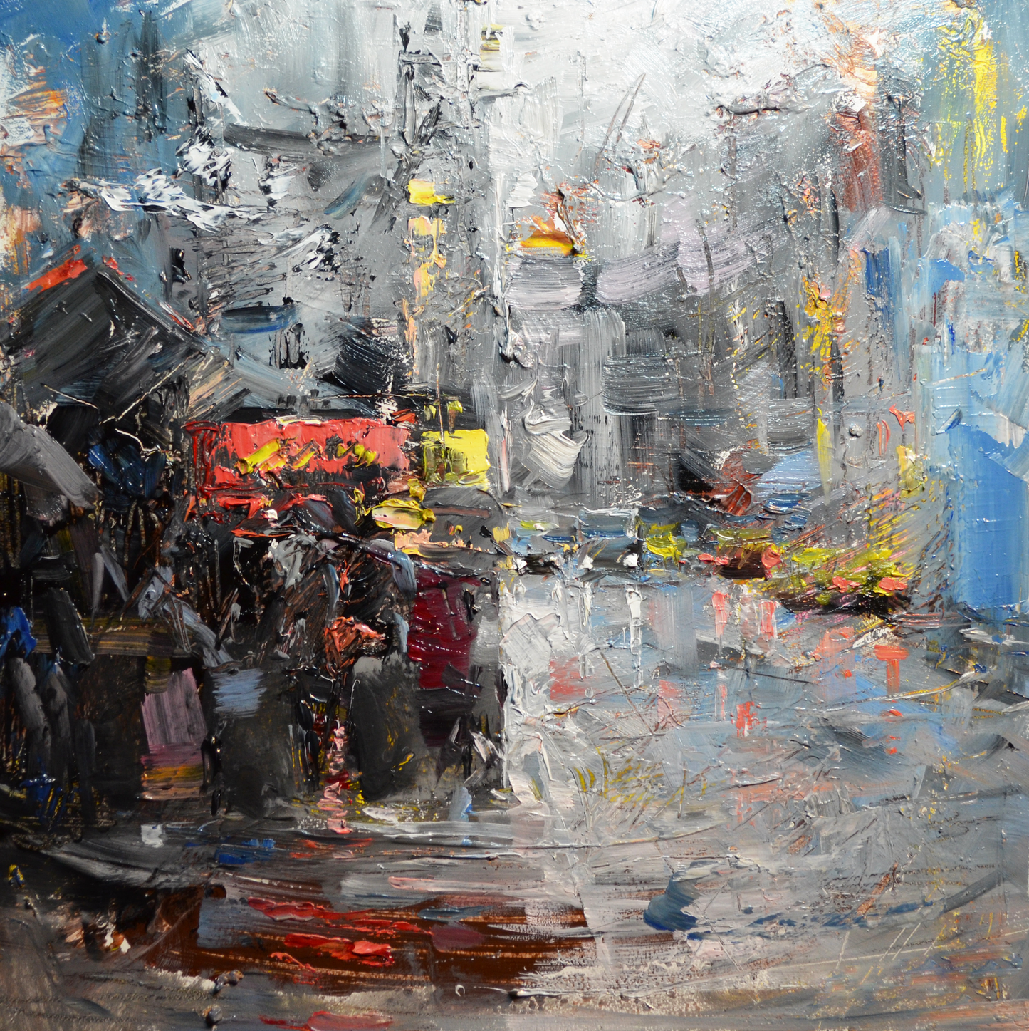 EQOP-C] JAY JACK JUNG (1955) - Original Painting - Impressionism Cityscape Painting