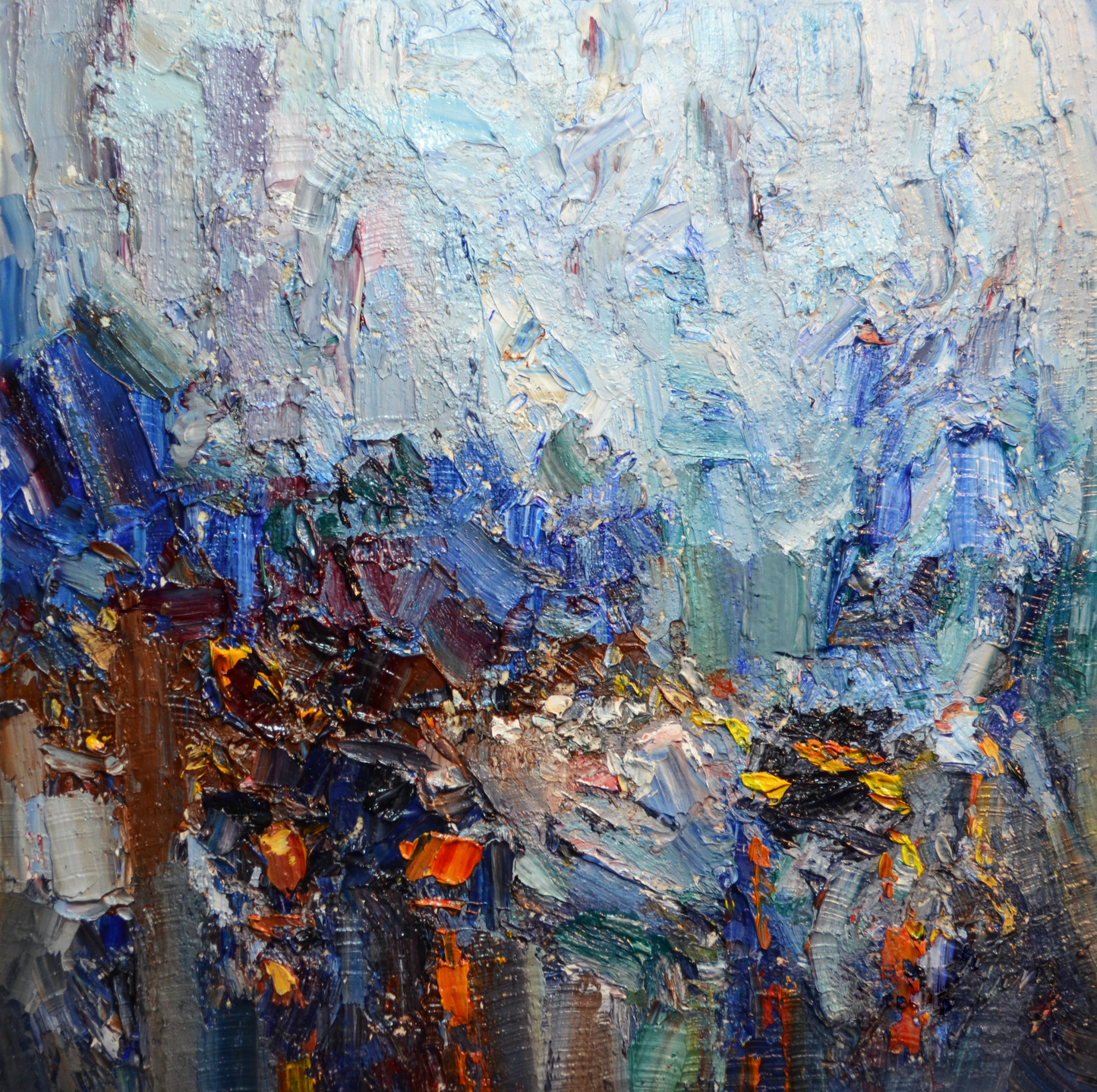 EQOP-C] JAY JACK JUNG (1955) - Original Painting - Abstract Expressionism New York Cityscape Painting