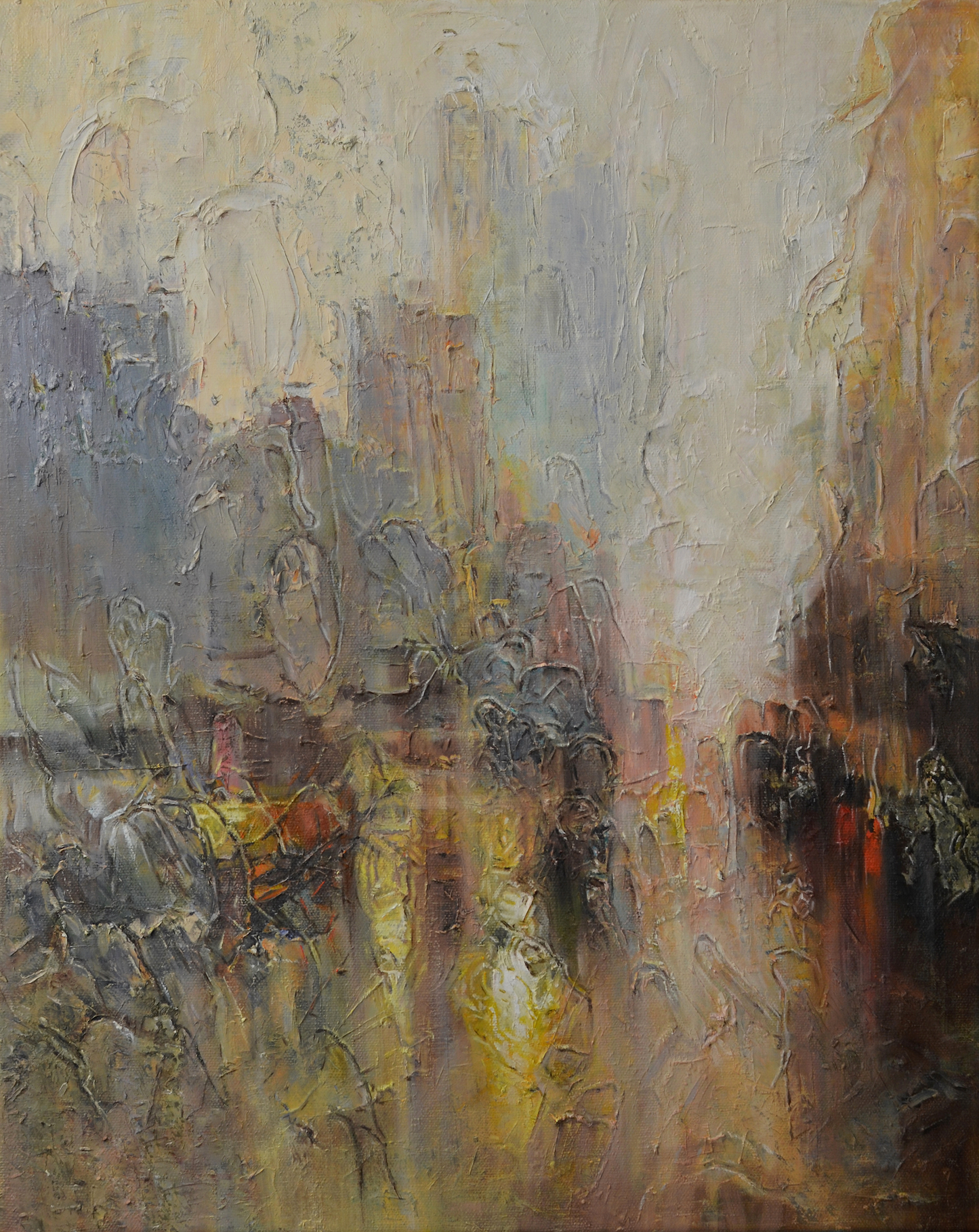 EQOP-C] JAY JACK JUNG (1955) - Original Painting - Abstract Cityscape Painting