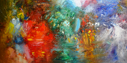 EQOP-A] JAY JACK JUNG (1955) - Original Painting - Abstract Expressionism Cityscape Painting