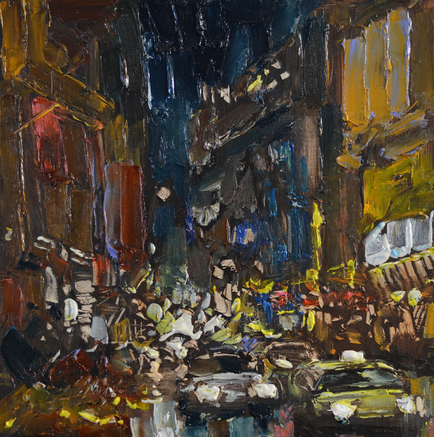 EQOP-C] JAY JACK JUNG (1955) - Original Painting - Abstract Expressionism New York Cityscape Painting