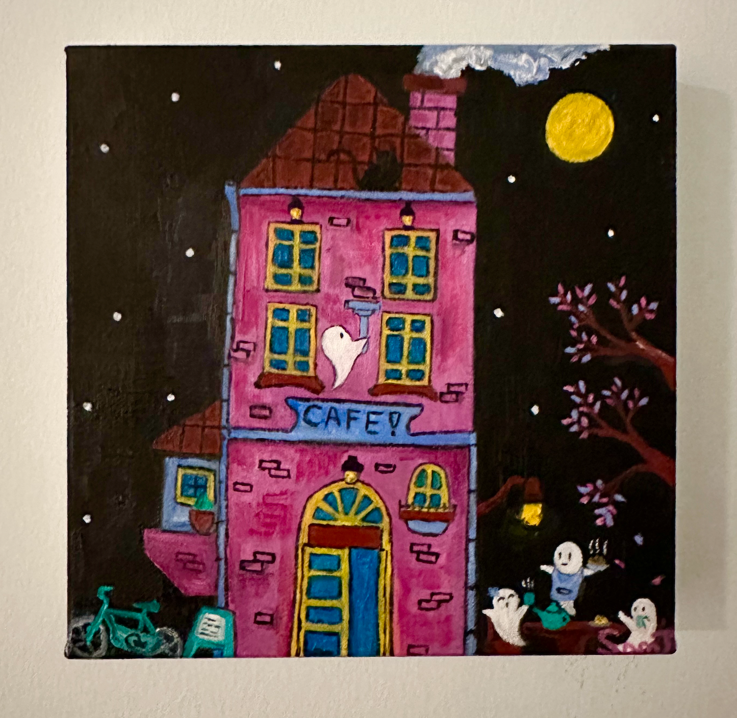 EQOP-Y] SAM JUNG - Original Painting - Ghost Cafe Fantasy