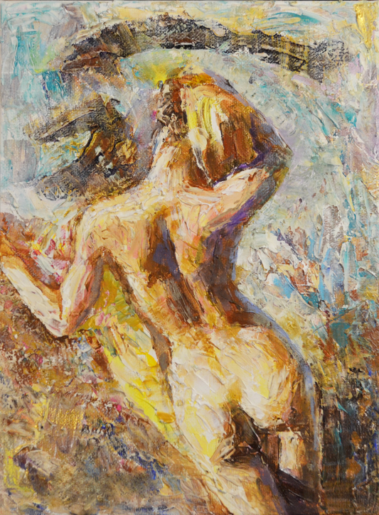 EQOP-N] JAE - Original Painting - Expressionism Nude Model Figure Acrylic Painting