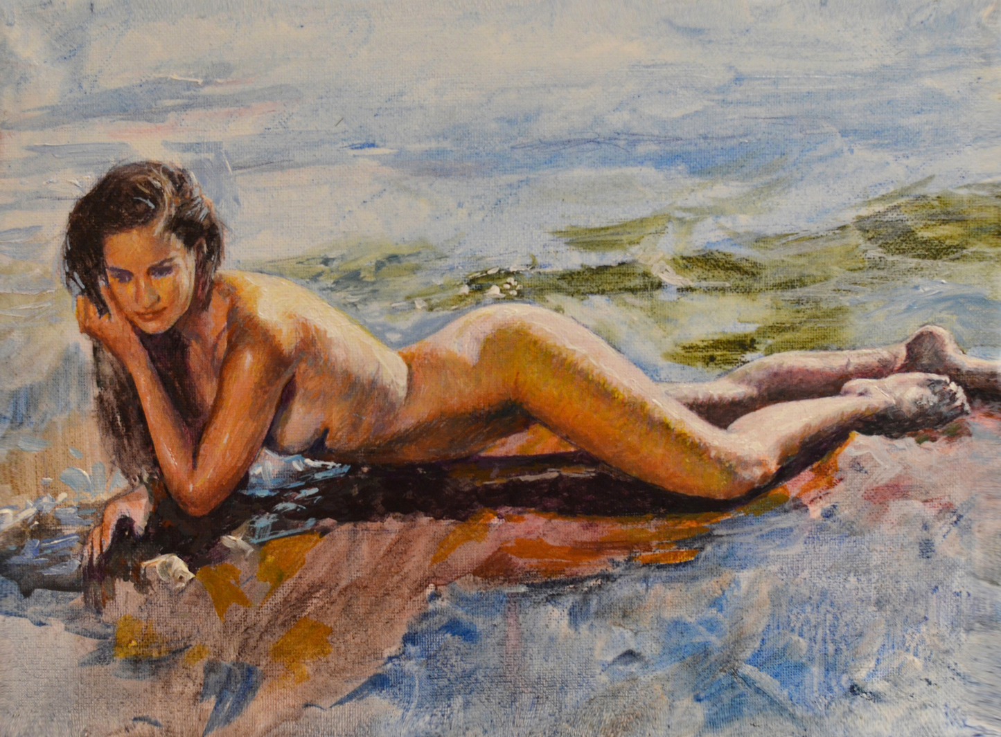 EQOP-N] JAE - Original Painting - Realism Nude Model Figure Acrylic Painting