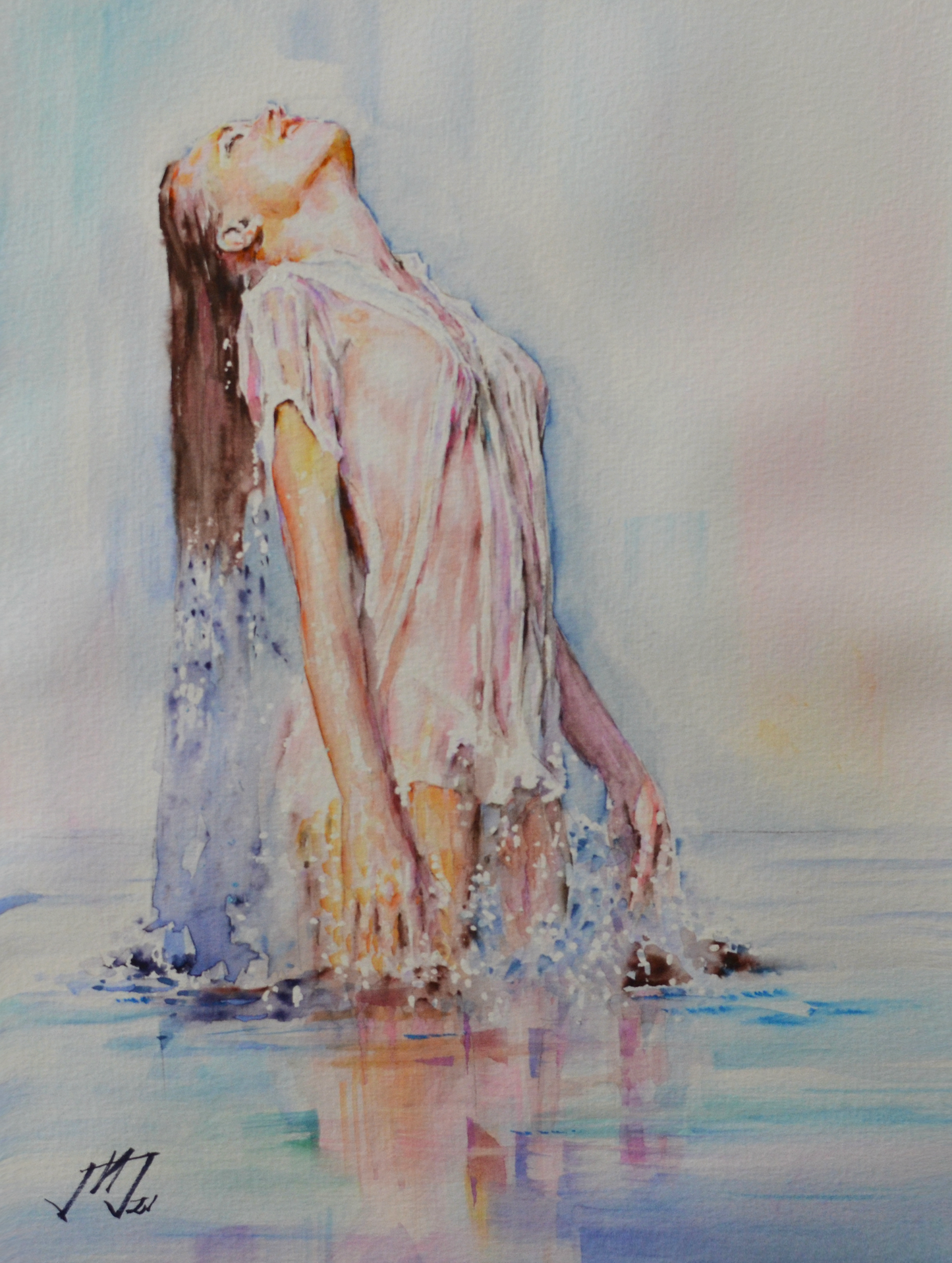 EQOP-N] JAE - Original Painting - Expressionism Nude Model Figure Watercolor Painting