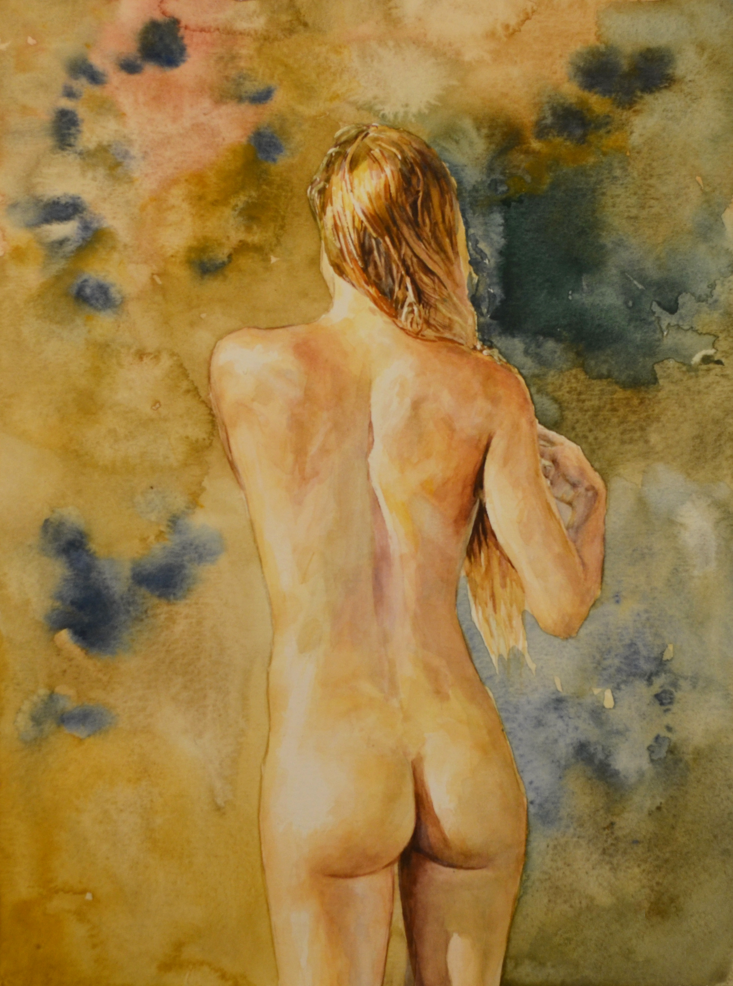 EQOP-N] JAE - Original Painting - Hyperrealism Nude Model Figure Watercolor Painting