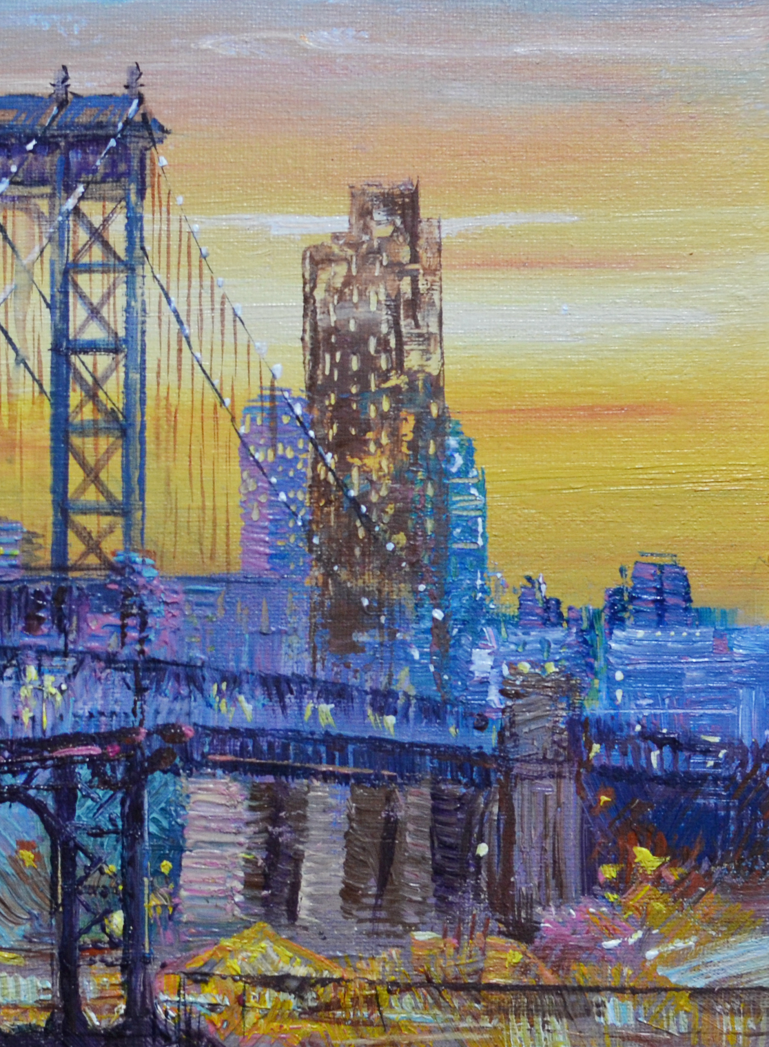 EQOP-C] JAY JACK JUNG (1955) - Original Painting - Cityscape Downtown New York City