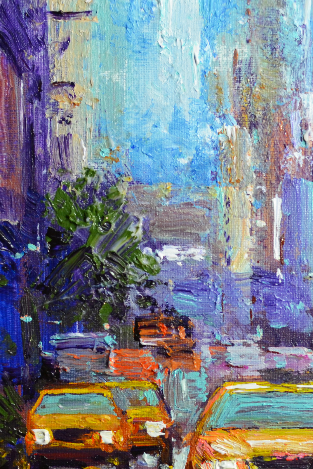 EQOP-C] JAY JACK JUNG (1955) - Original Painting - Cityscape Downtown New York City