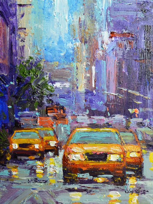 EQOP-C] JAY JACK JUNG (1955) - Original Painting - Cityscape Downtown New York City