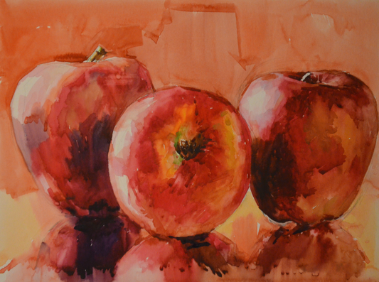 EQOP-T] JAY JACK JUNG (1955) - Original Painting - Still Life Fresh Fruit Apples