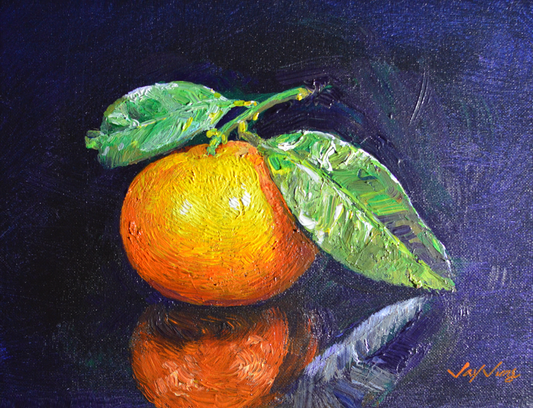 EQOP-T] JAY JACK JUNG (1955) - Original Painting - Still Life Fresh Fruit Orange