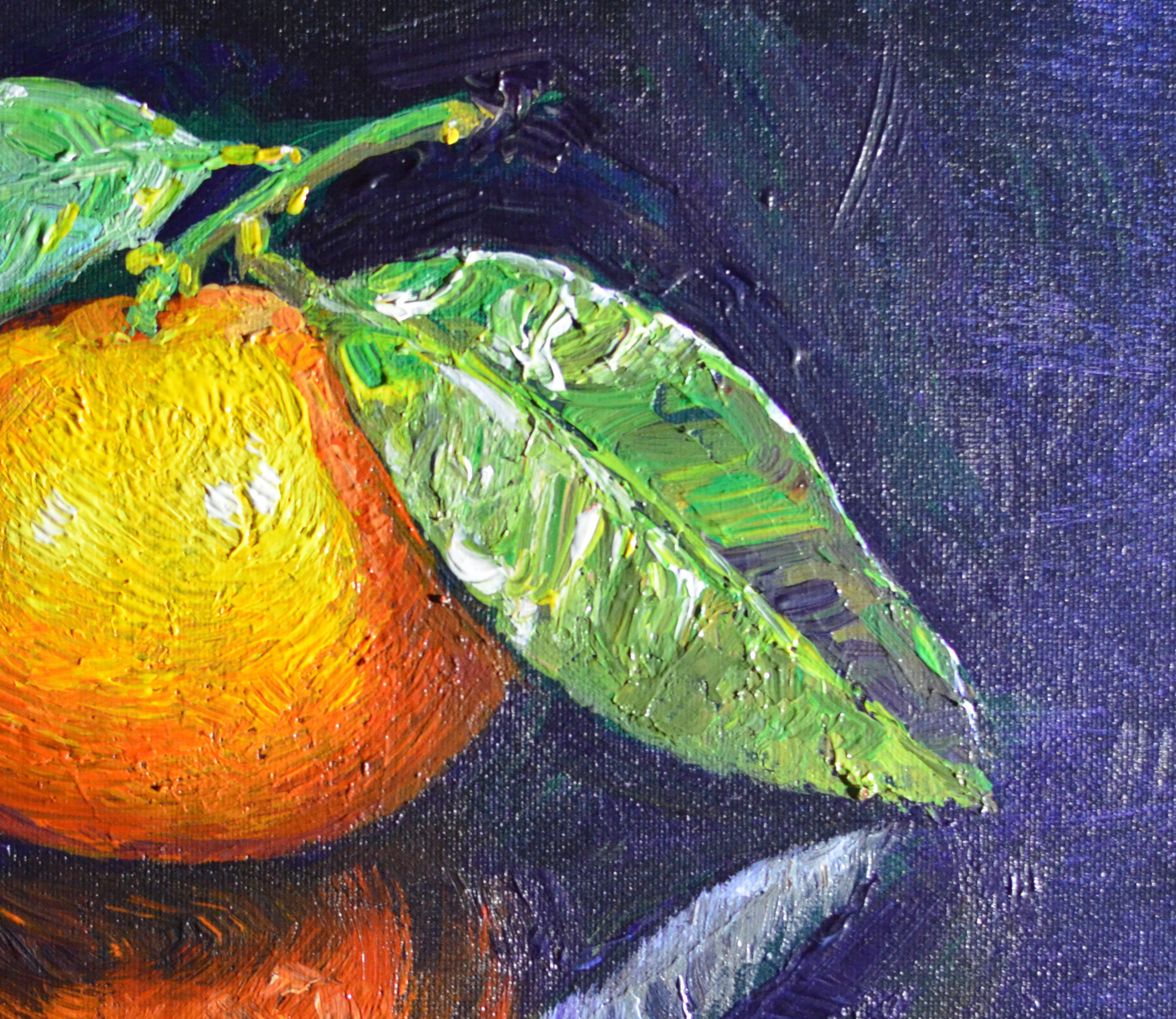 EQOP-T] JAY JACK JUNG (1955) - Original Painting - Still Life Fresh Fruit Orange