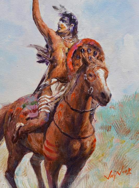 EQOP-F] JAY JACK JUNG (1955) - Original Painting - Expressionism Native American Indian Warrior