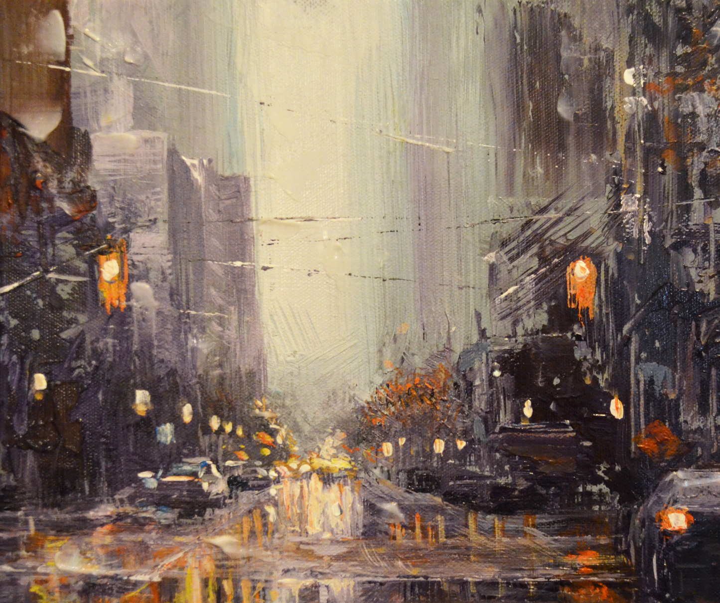 EQOP-C] JAY JACK JUNG (1955) - Original Painting - Cityscape Downtown New York City