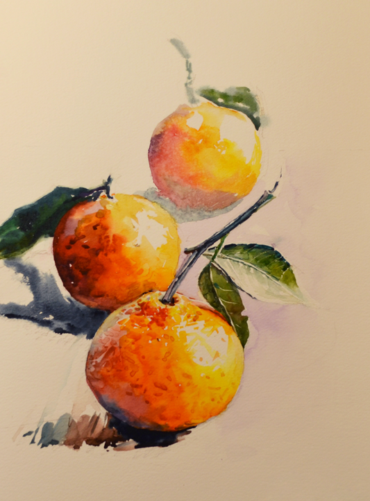 EQOP-T] JAY JACK JUNG (1955) - Original Painting - Still Life Fresh Fruit Oranges