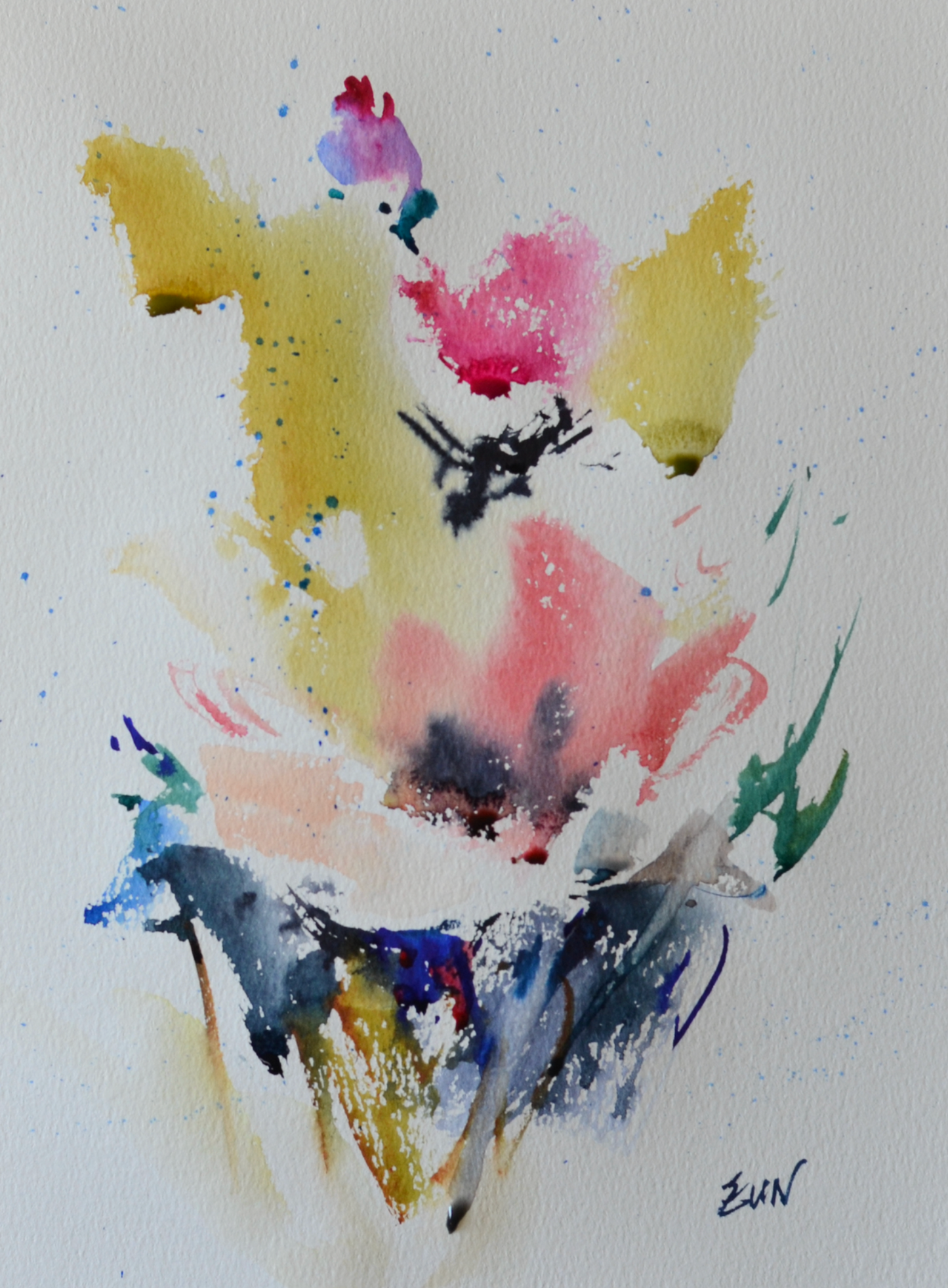 EQOP-R] EUN - Original Painting - Abstract Watercolor Flower Bouquet Painting