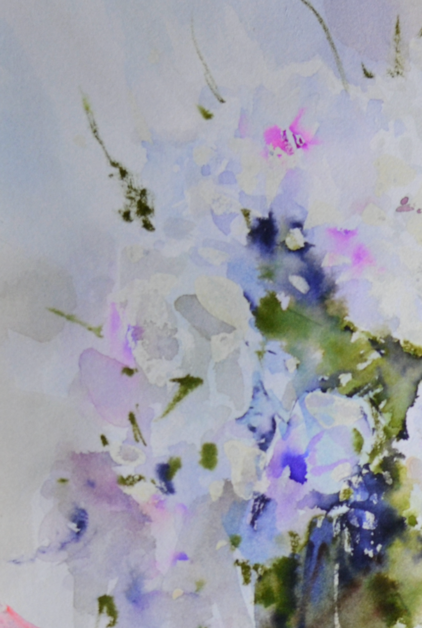 EQOP-R] JAY JACK JUNG (1955) - Original Painting - Impressionism Flower Vase Watercolor Painting