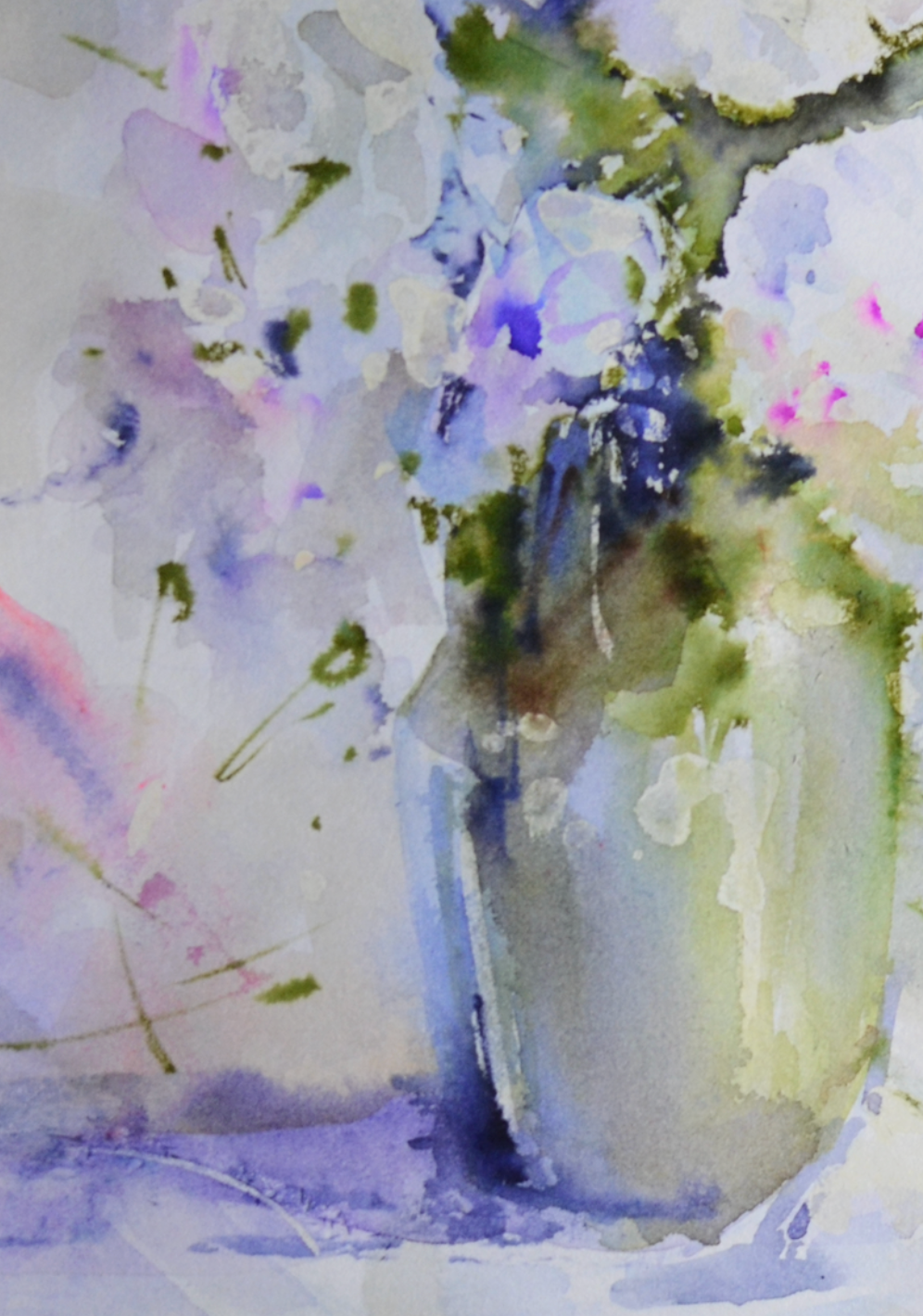 EQOP-R] JAY JACK JUNG (1955) - Original Painting - Impressionism Flower Vase Watercolor Painting