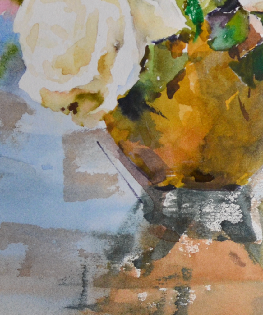 EQOP-R] JAY JACK JUNG (1955) - Original Painting - Impressionism Flower Vase Watercolor Painting