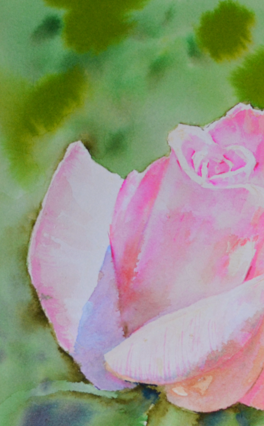 EQOP-R] JAY JACK JUNG (1955) - Original Painting - Realism Pink Rose Flower Watercolor Painting