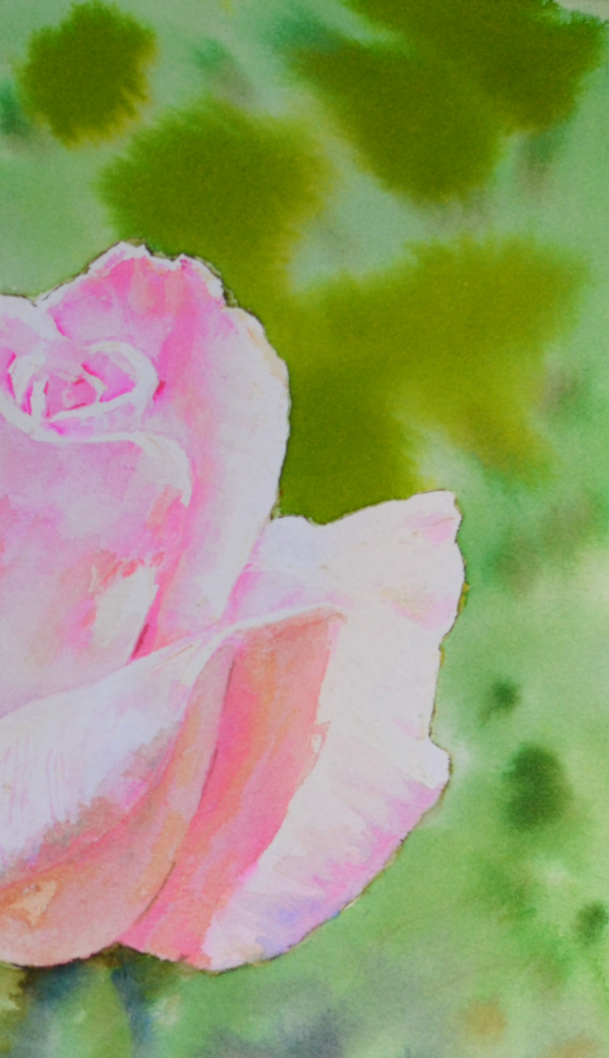 EQOP-R] JAY JACK JUNG (1955) - Original Painting - Realism Pink Rose Flower Watercolor Painting