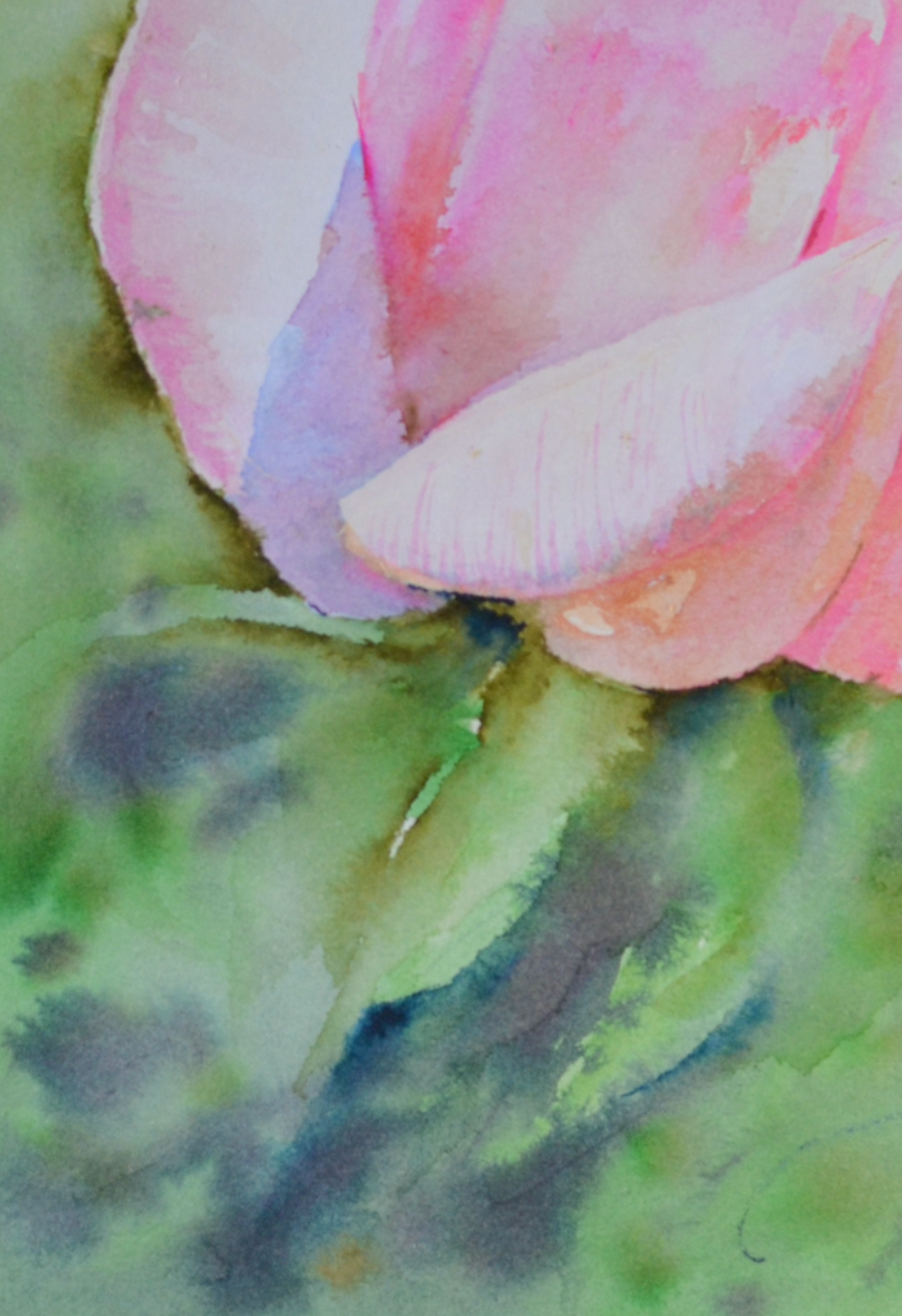 EQOP-R] JAY JACK JUNG (1955) - Original Painting - Realism Pink Rose Flower Watercolor Painting