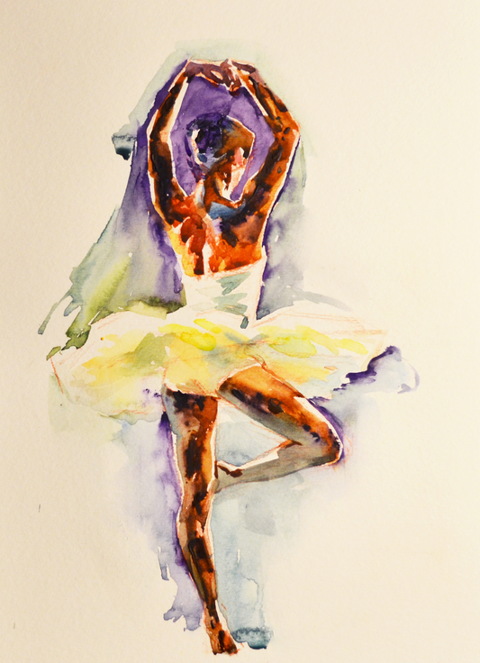 EQOP-B] EUN - Original Painting - Expressionism Ballerina Figure Watercolor Painting