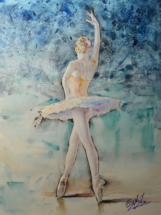 EQOP-B] EUN - Original Painting - Expressionism Ballerina Figure Watercolor Painting