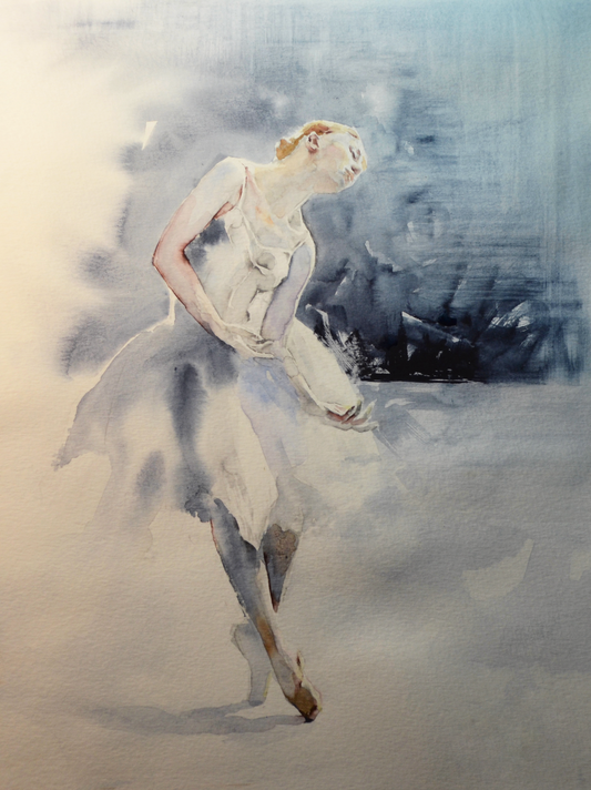 EQOP-B] EUN - Original Painting - Expressionism Ballerina Figure Watercolor Painting