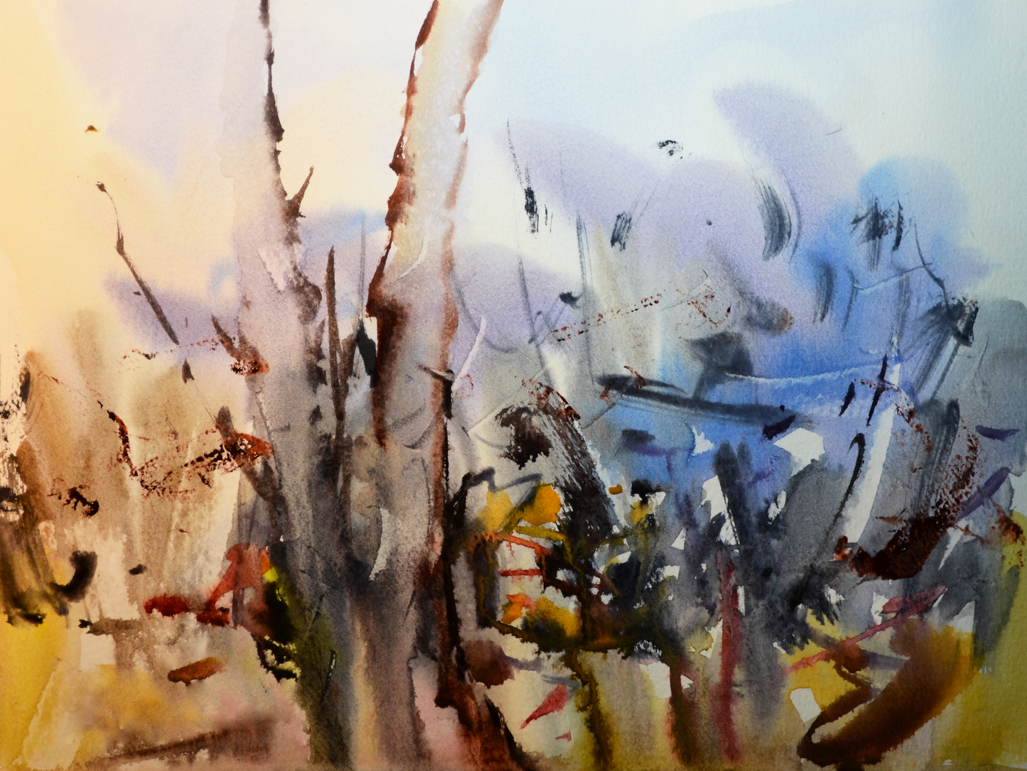 EQOP-L] JAY JACK JUNG (1955) - Original Painting - Abstract Expressionism The Garden Watercolor Landscape Painting