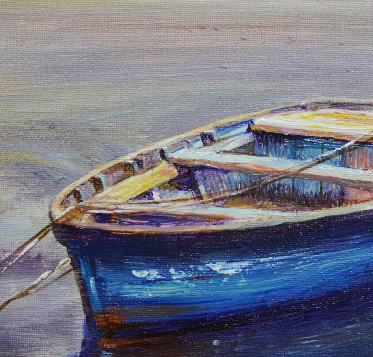 EQOP-S] JAY JACK JUNG (B.1955) - Original Painting - Fishing Boats Seascape Painting