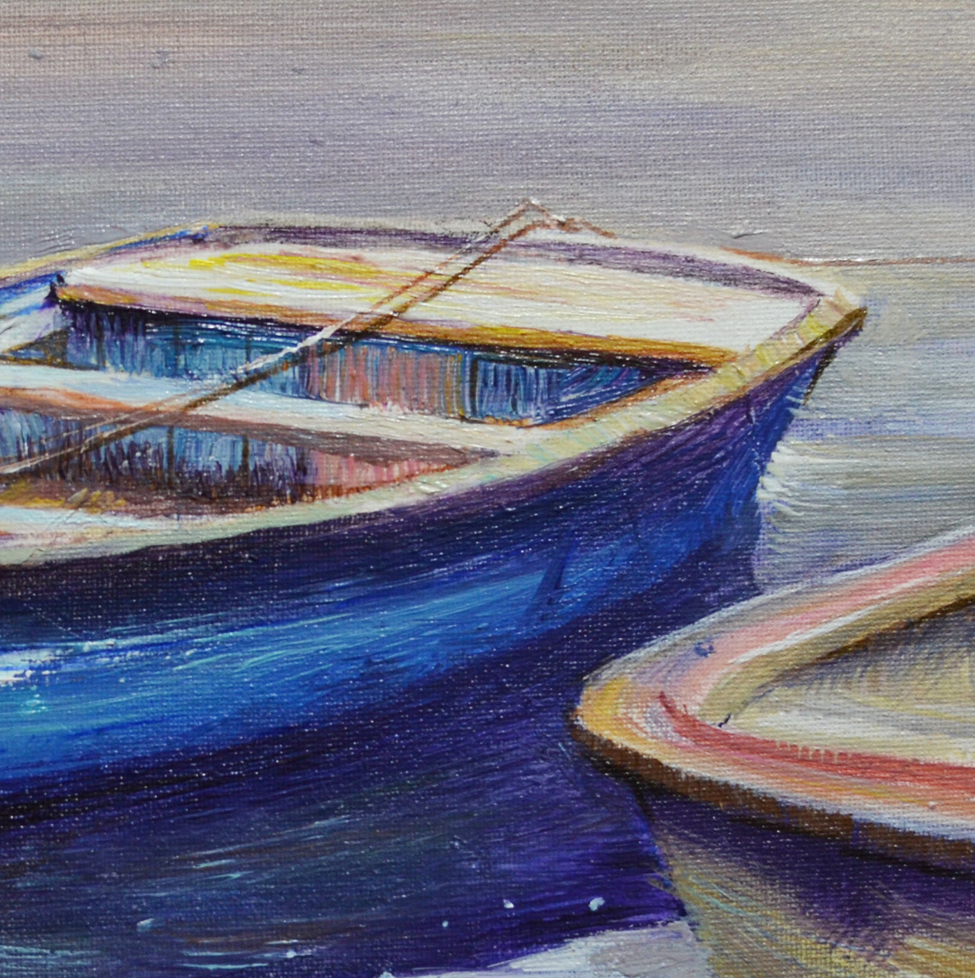 EQOP-S] JAY JACK JUNG (B.1955) - Original Painting - Fishing Boats Seascape Painting