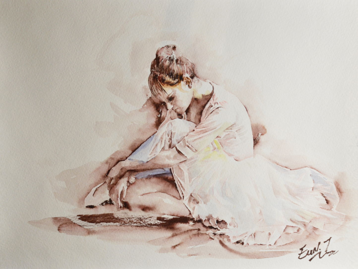 EOPF] EUN - Original Painting - Expressionism Ballerina Figure Watercolor Painting