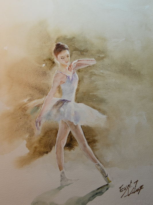 EOPF] EUN - Original Painting - Expressionism Ballerina Figure Watercolor Painting