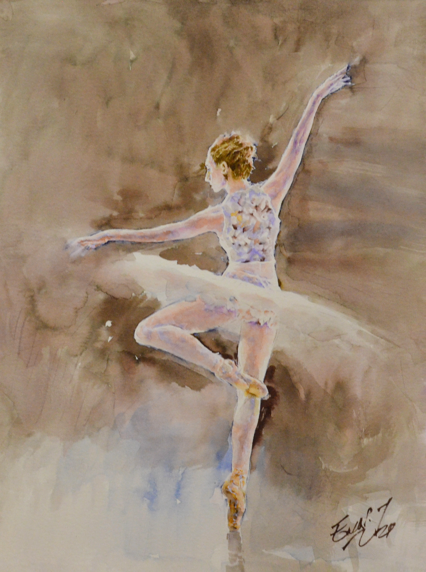 EOPF] EUN - Original Painting - Expressionism Ballerina Figure Watercolor Painting