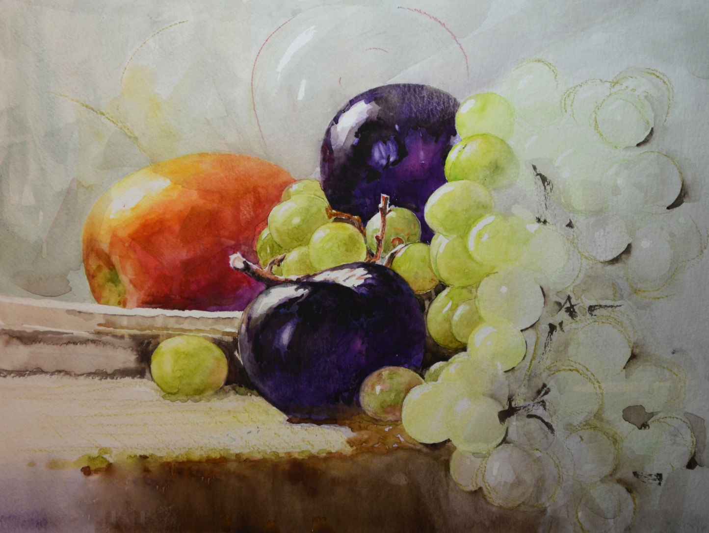 EQOP-T] JAY JACK JUNG (1955) - Original Painting - Still Life Fresh Fruits Watercolor Painting